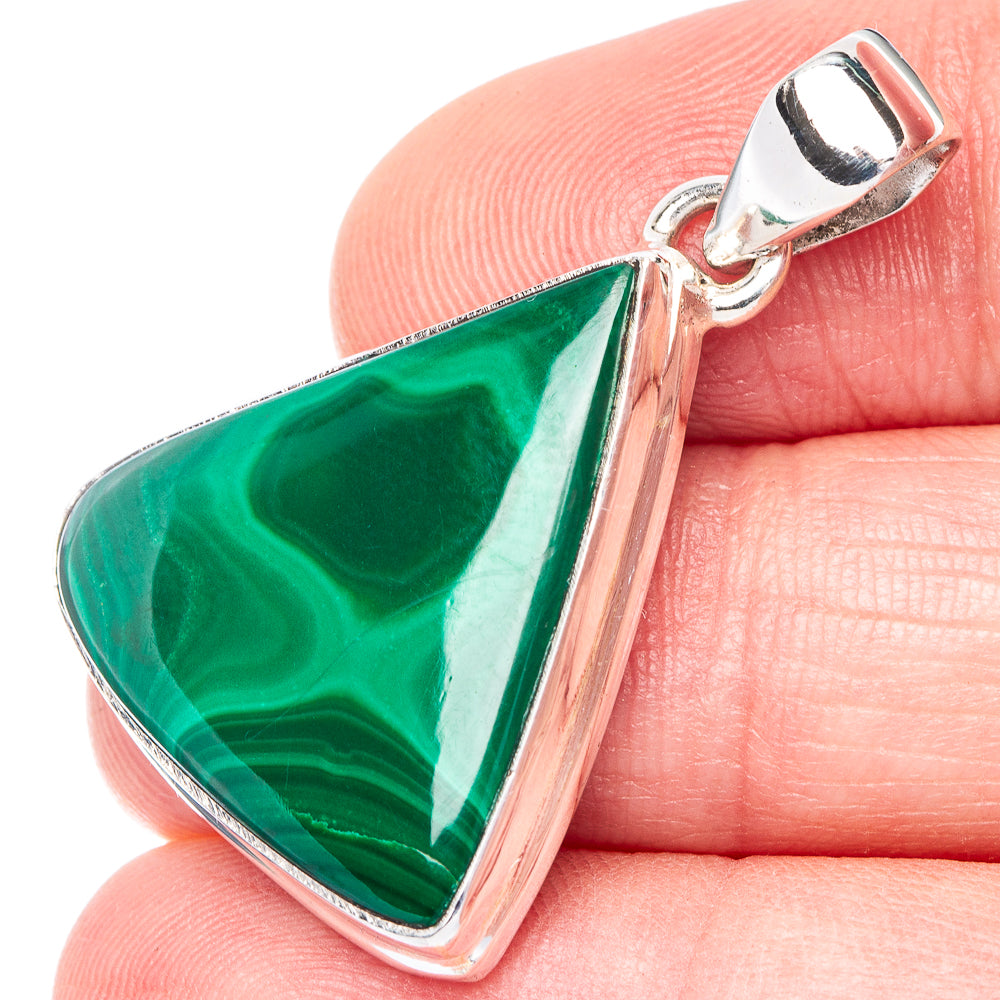 Malachite Pendant 1 1/4" (925 Sterling Silver) P40960