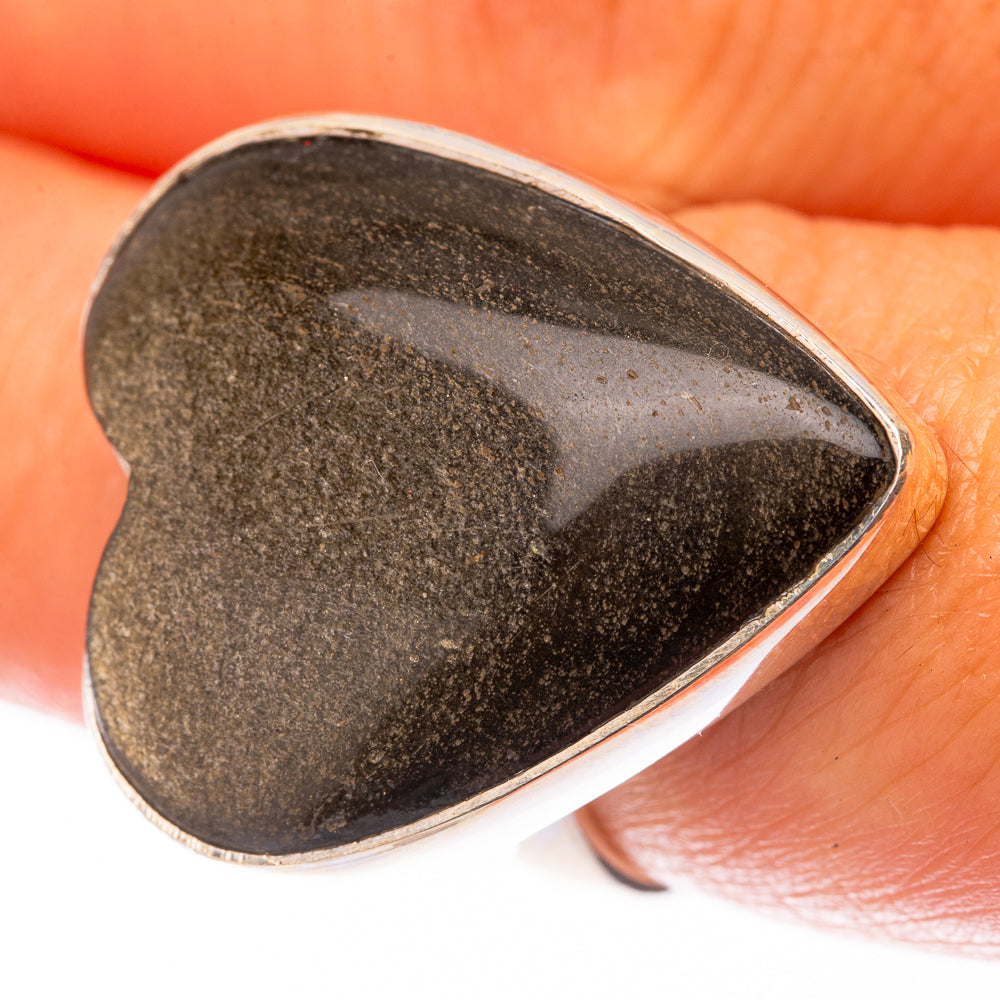 Large Gold Sheen Obsidian 925 Sterling Silver Ring Size 7.5 (925 Sterling Silver) RING140444