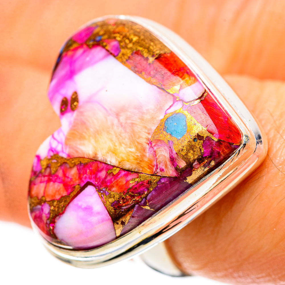 Large Kingman Pink Dahlia Turquoise 925 Sterling Silver Ring Size 6.75 (925 Sterling Silver) RING139490