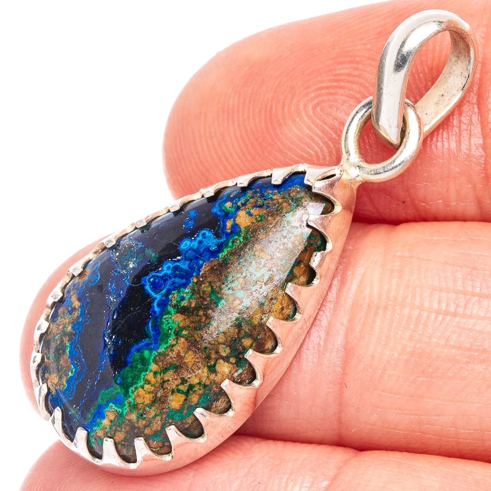 Azurite Malachite Pendant 1 3/8" (925 Sterling Silver) P43915