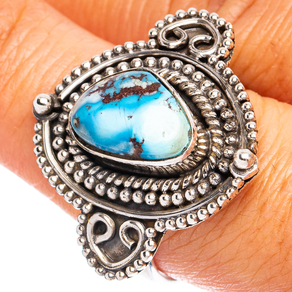 Rare Golden Hills Turquoise Ring Size 8.5 (925 Sterling Silver) R8595