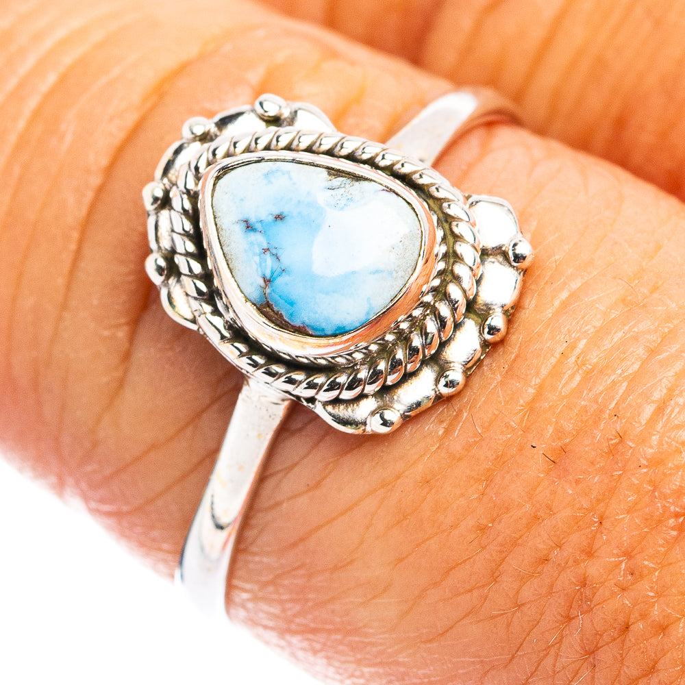 Golden Hills Turquoise Dainty Ring Size 8.75 (.925 Sterling Silver)