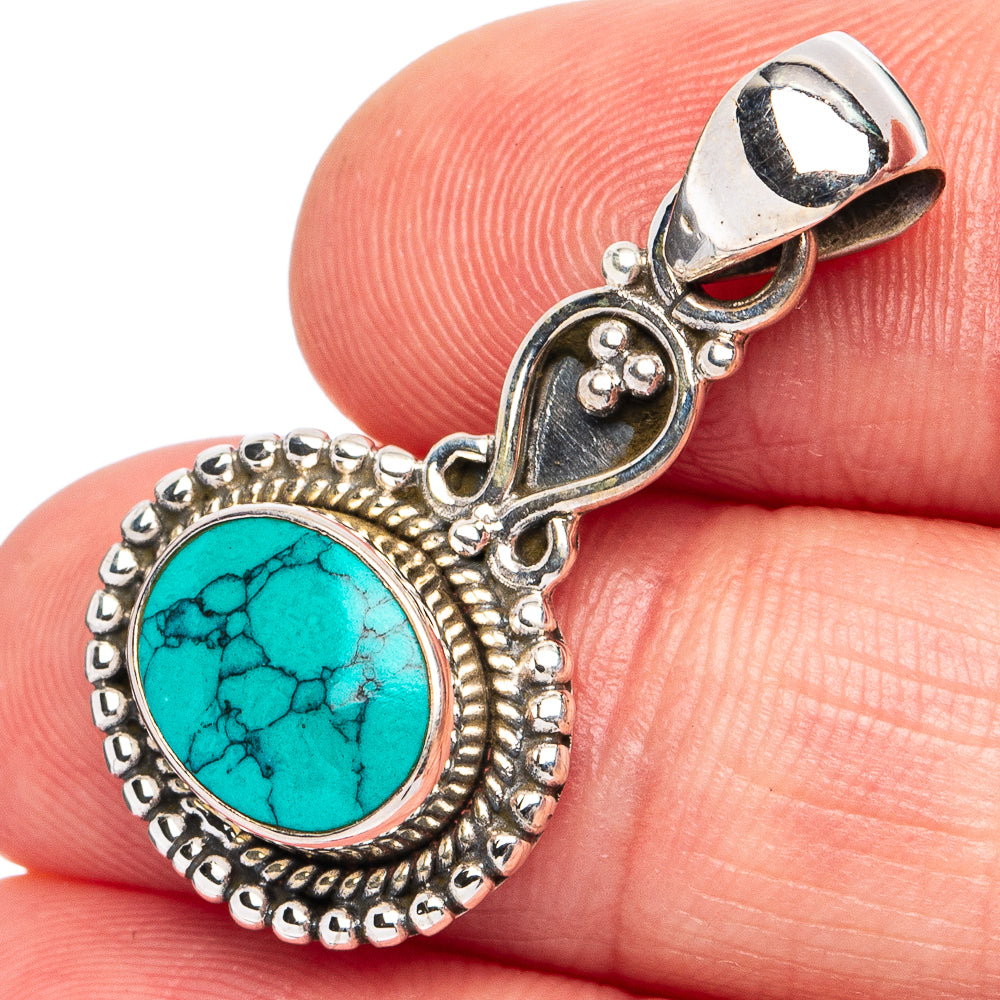 Turquoise Howlite Pendant 1 1/4" (925 Sterling Silver) P45509