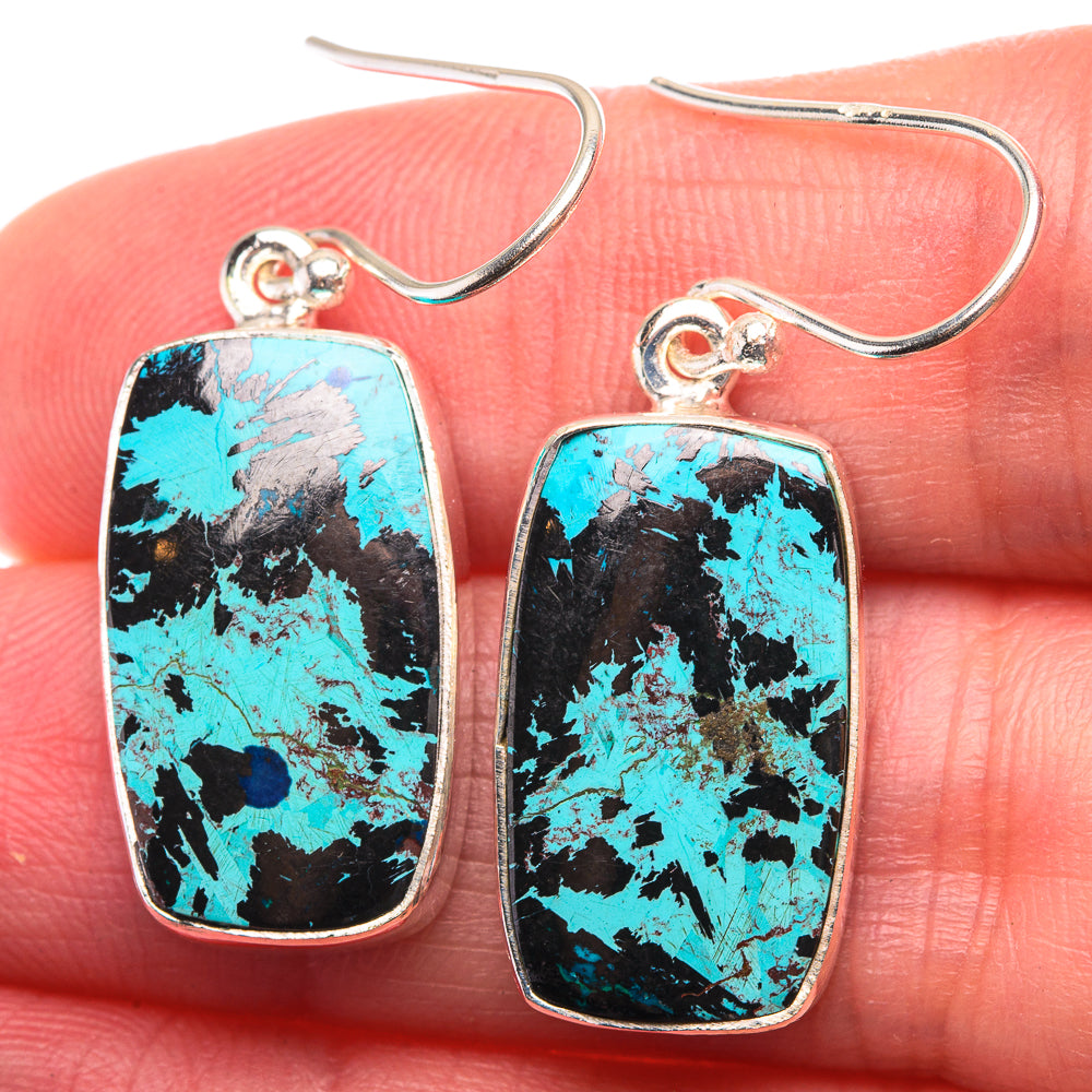 Shattuckite Earrings 1 3/8" (925 Sterling Silver) EARR432150