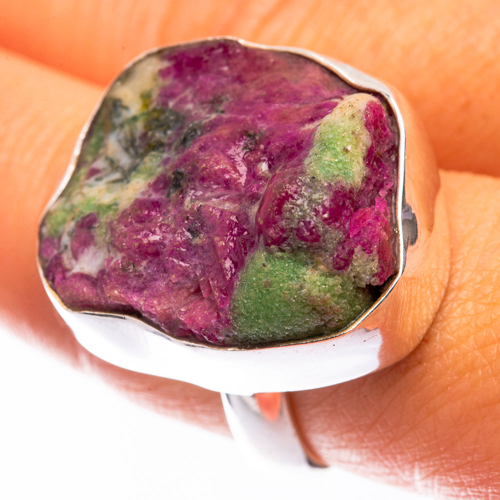 Large Raw Ruby Zoisite Ring Size 9 (925 Sterling Silver) R141268
