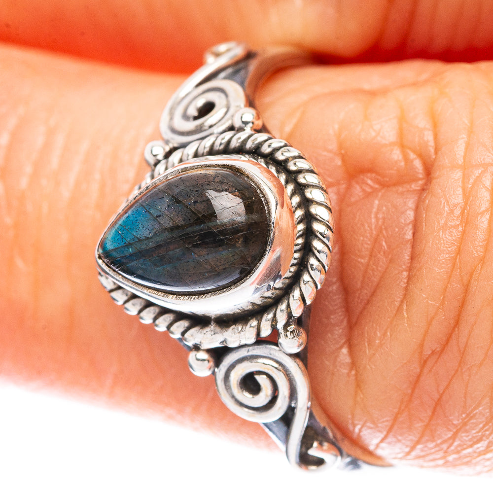 Labradorite Dainty Ring Size 8 (925 Sterling Silver) R5160