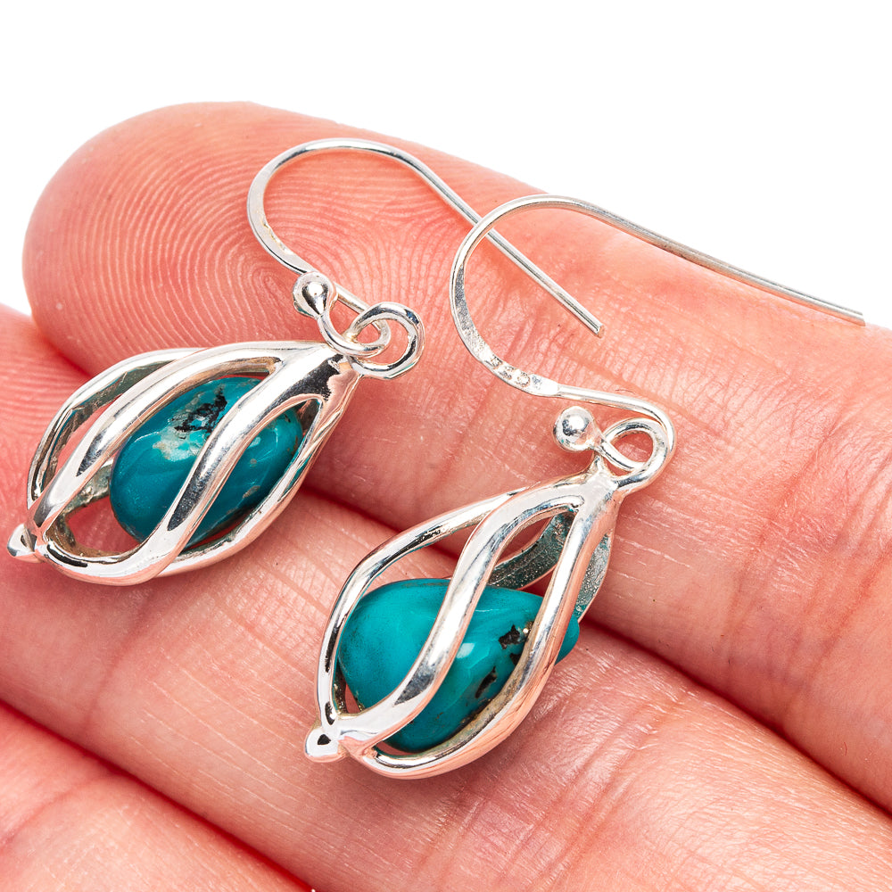 Tibetan Turquoise Earrings 1 1/4" (925 Sterling Silver) E433386