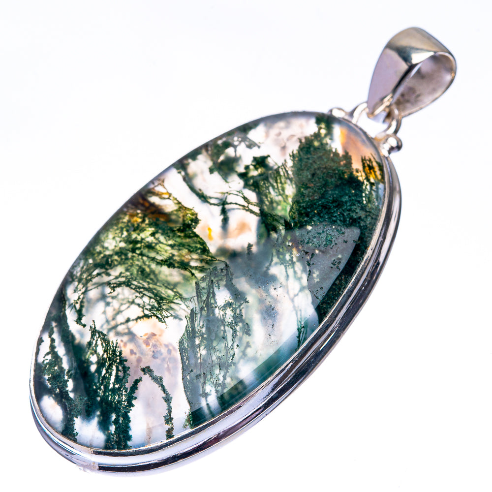 Green Moss Agate 925 Sterling Silver Pendant 2" (925 Sterling Silver) PD38640