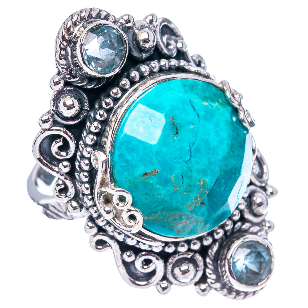 Signature Sleeping Beauty Turquoise, Blue Topaz Ring Size 8 (.925 Sterling Silver)