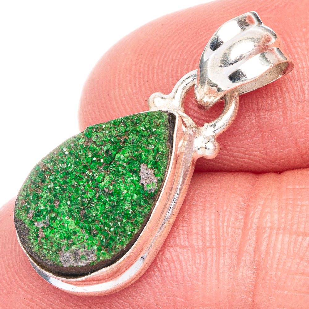 Rare Uvarovite Garnet Pendant 1 1/8" (925 Sterling Silver) P40625