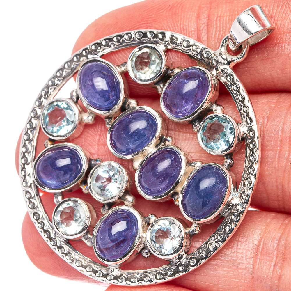 Signature Tanzanite, Blue Topaz Pendant 1 7/8" (.925 Sterling Silver)