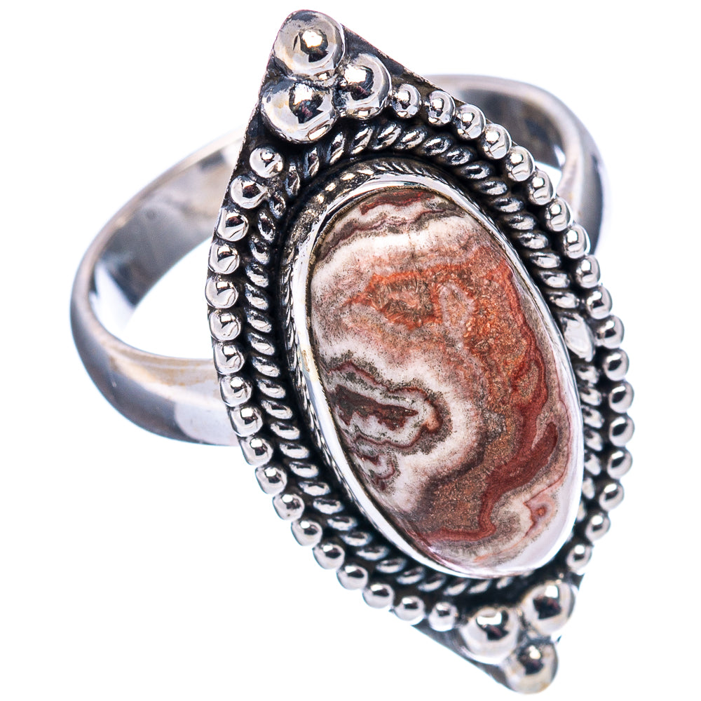 Crazy Lace Agate Ring Size 7 (.925 Sterling Silver)