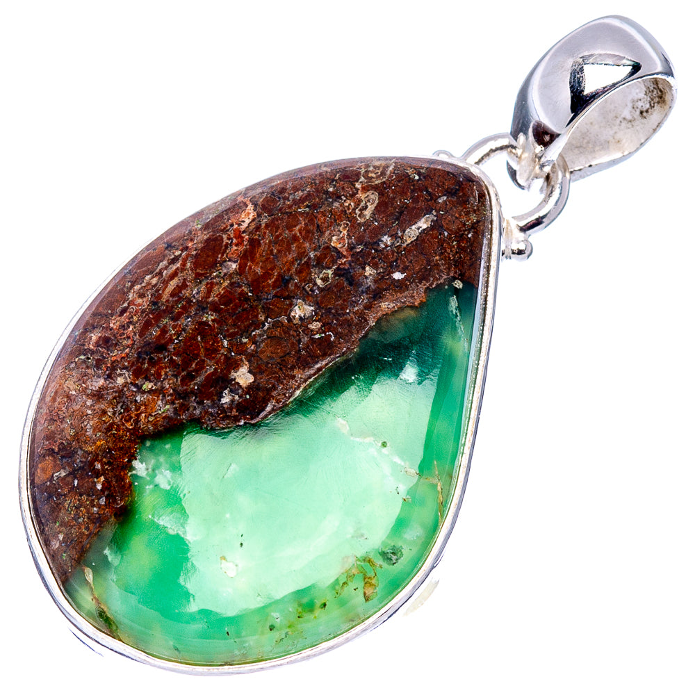Boulder Chrysoprase Pendant 1 5/8" (.925 Sterling Silver)