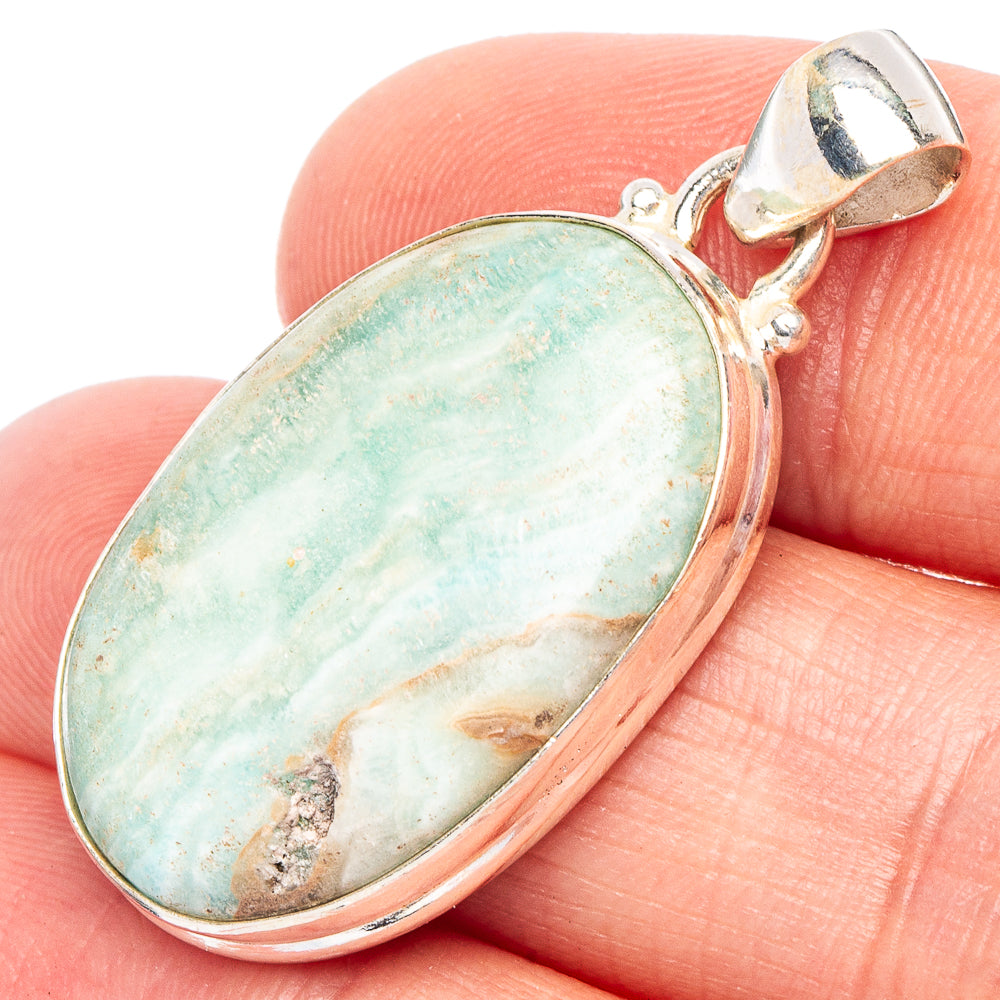 Blue Aragonite Pendant 1 3/8" (925 Sterling Silver) P43893