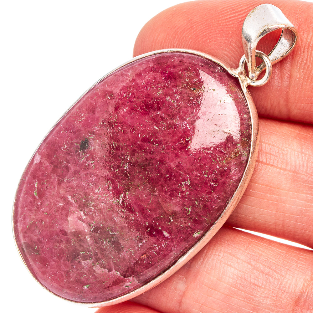 Rhodonite Pendant 2" (Silver Plated)