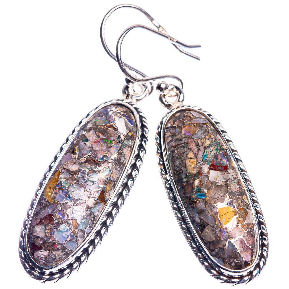 Brecciated Ethiopian Opal 925 Sterling Silver Earrings 1 3/4"
