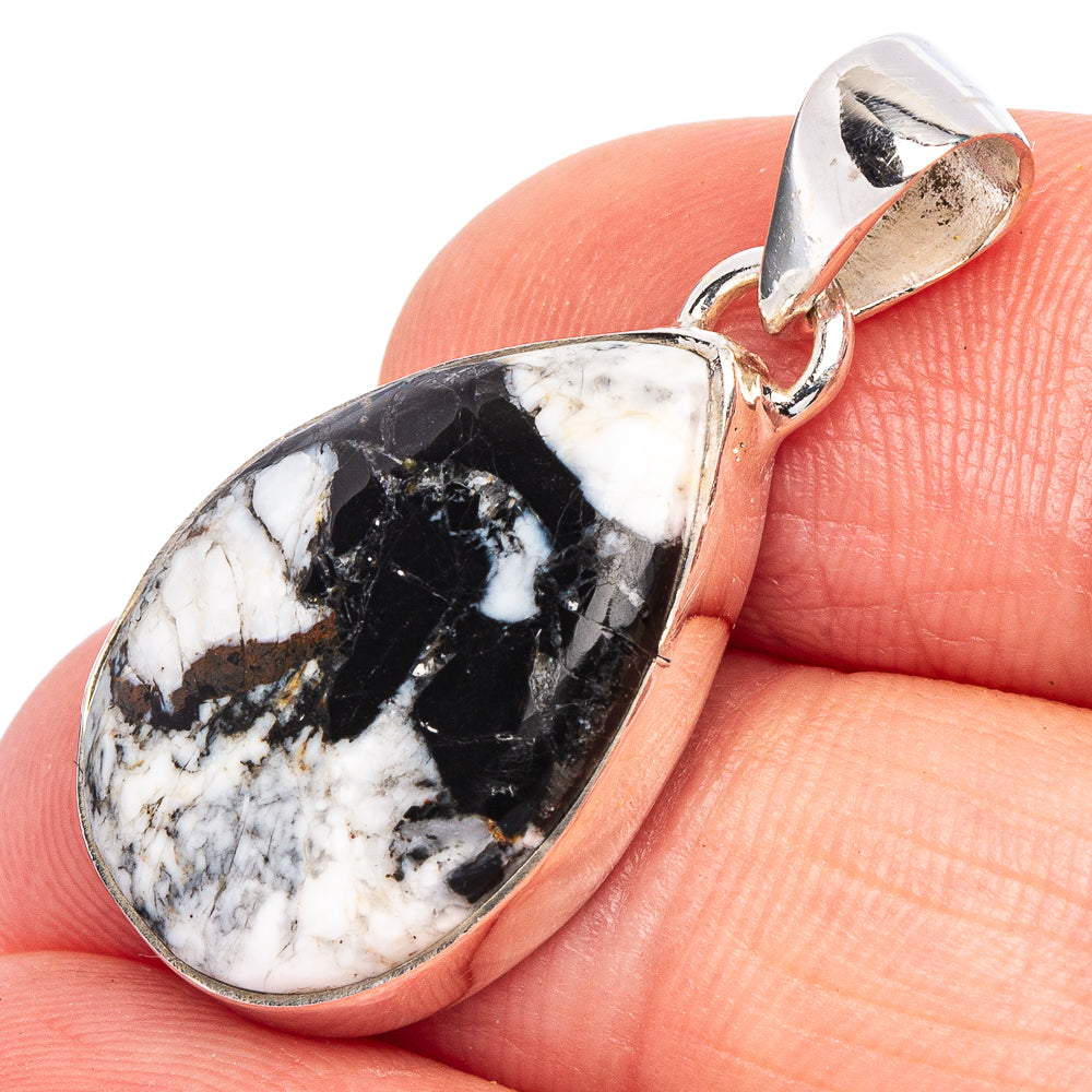 White Buffalo Turquoise Pendant 1 1/4" (925 Sterling Silver) P44919