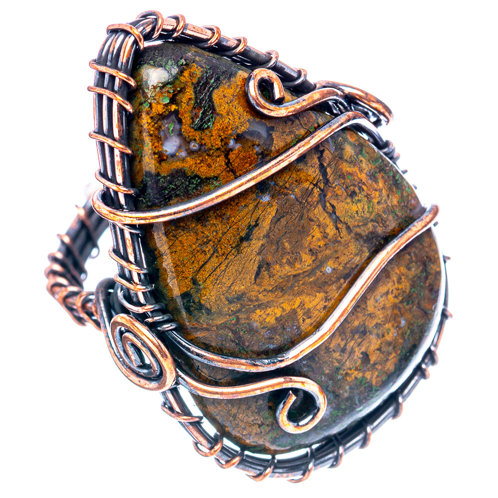 Hungarian Agate Wire Wrap Ring Size 6.75 (Oxidized Copper)