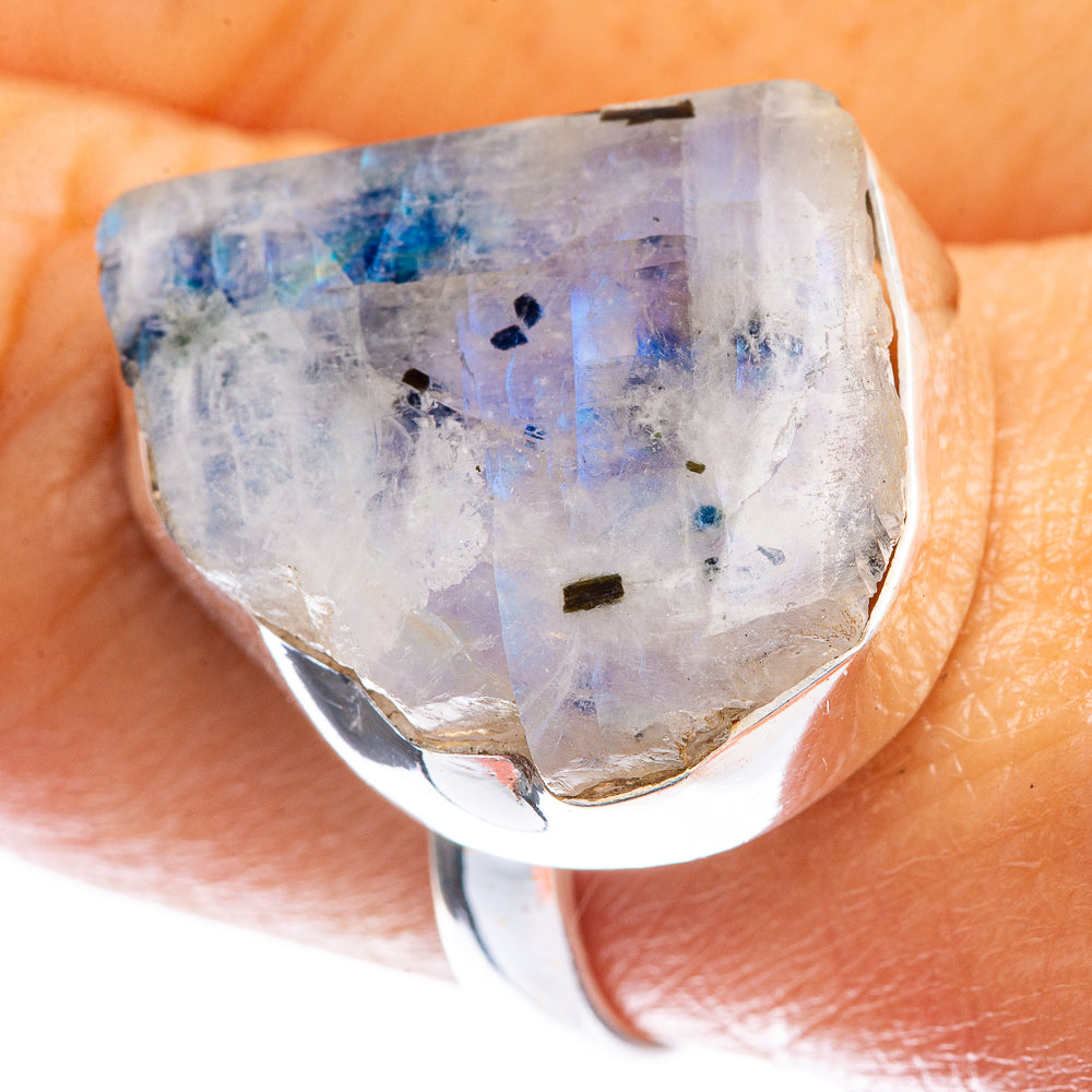 Raw Rainbow Moonstone Ring Size 9 (925 Sterling Silver) R142421