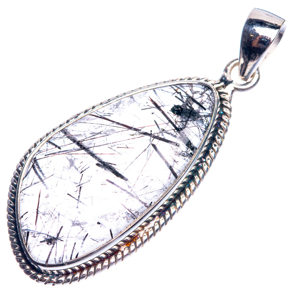 Tourmalinated Quartz 925 Sterling Silver Pendant 1 3/4"