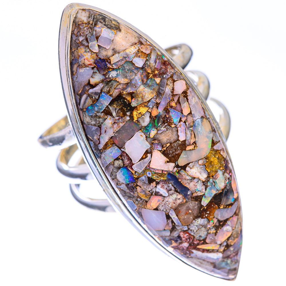 Huge Copper Composite Rainbow Moonstone Ring Size 8.75 (925 Sterling Silver) RING143346