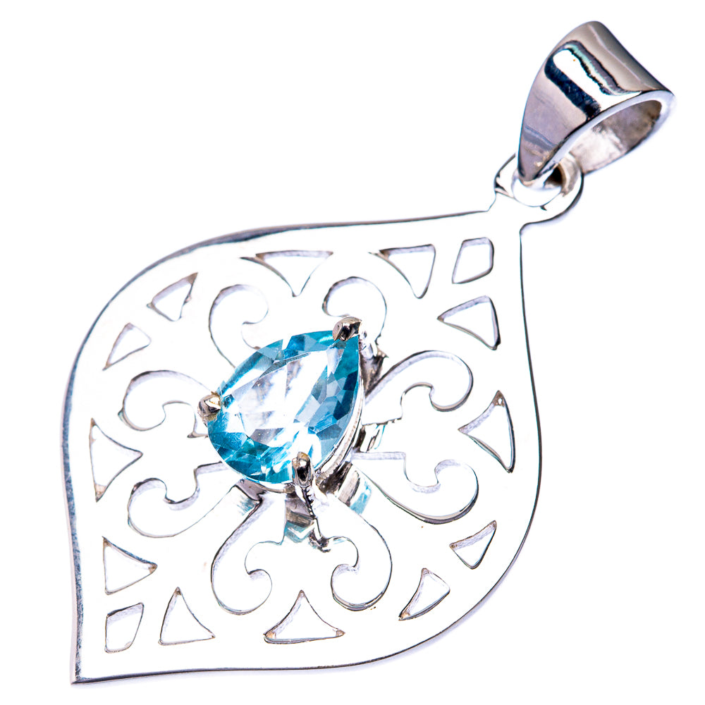Premium Blue Topaz Pendant 1 3/8" (925 Sterling Silver) P38799