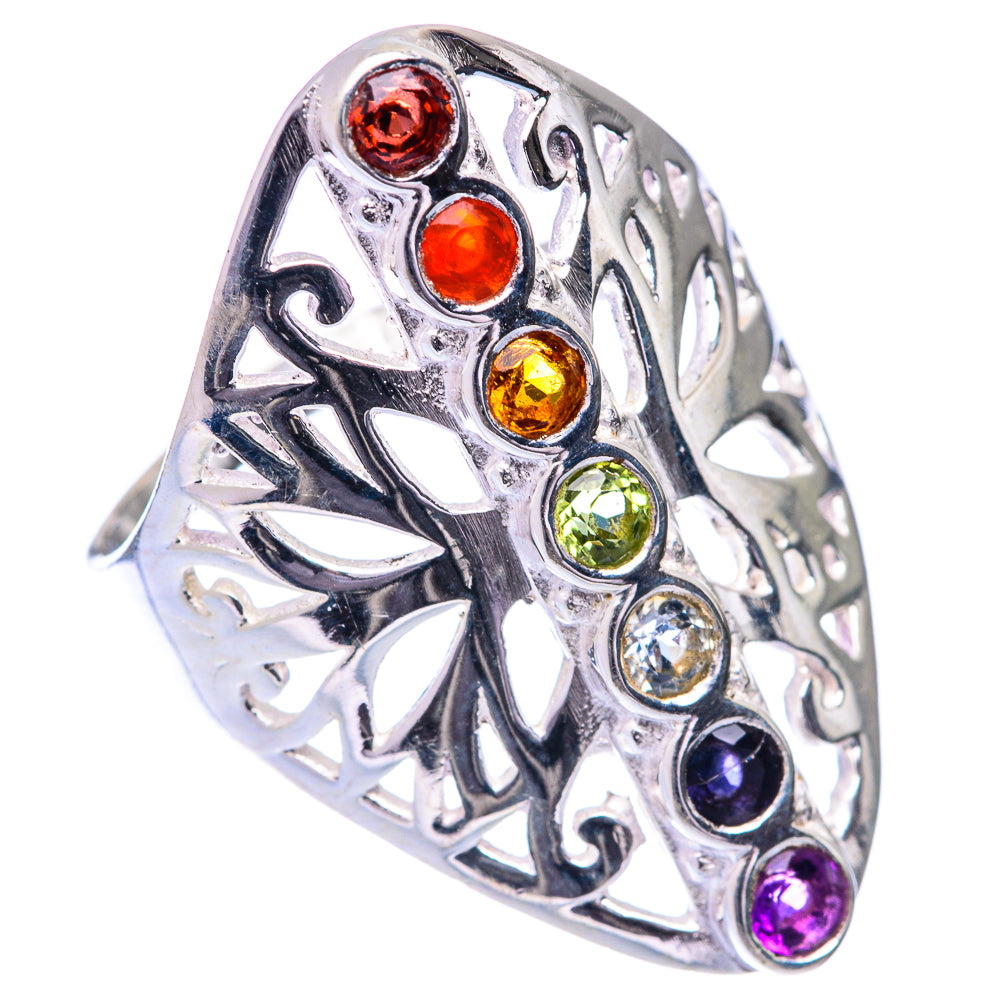 Rainbow Chakra Ring Size 9 (925 Sterling Silver) R140896