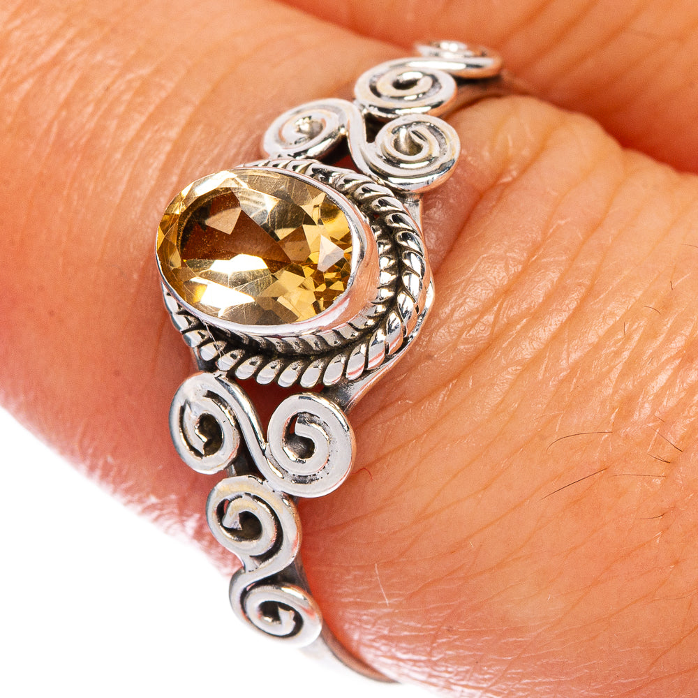 Faceted Citrine Dainty Ring Size 9 (925 Sterling Silver) R147275