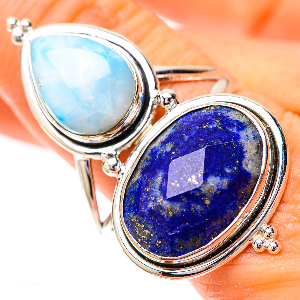 Large Lapis Lazuli, Larimar Ring Size 10.75 (925 Sterling Silver) RING139860