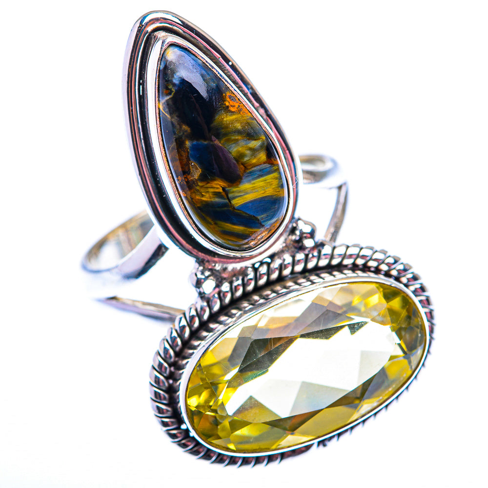 Large Faceted Citrine, Pietersite Ring Size 9 (925 Sterling Silver) RING140218