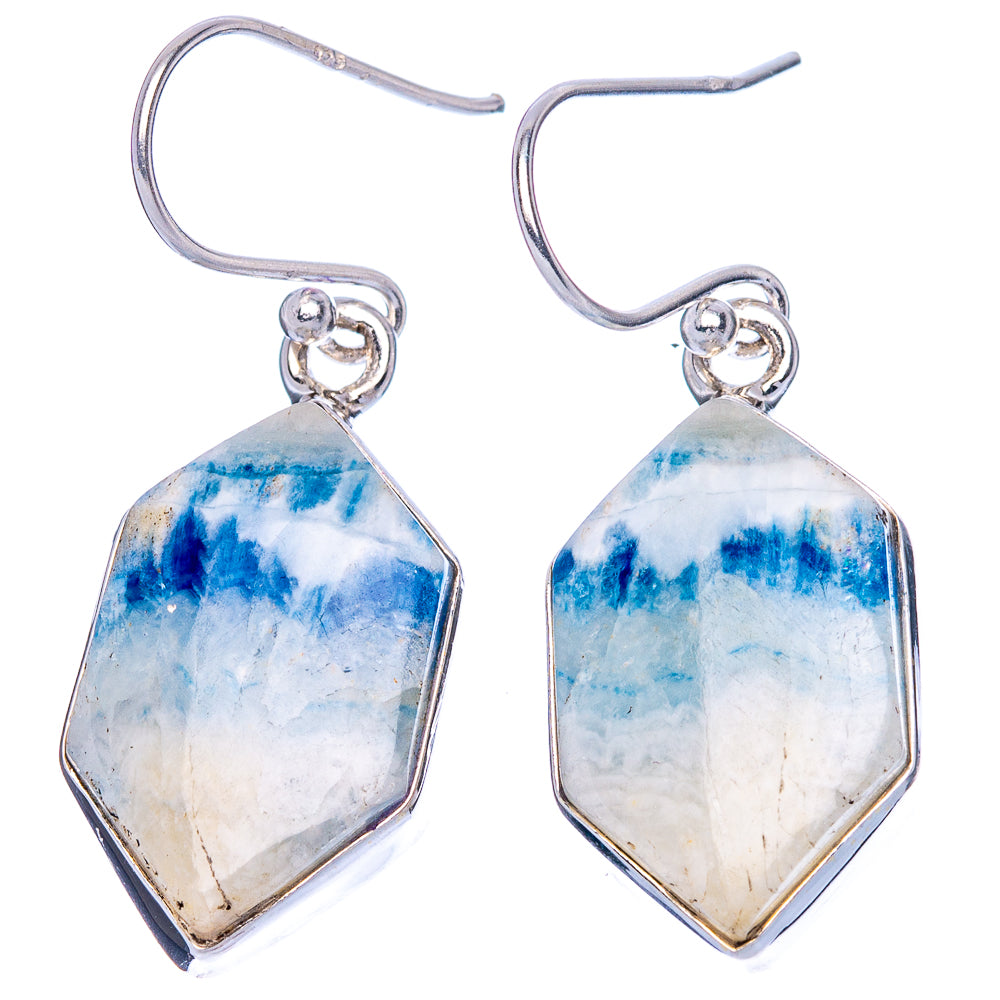 Blue Scheelite Earrings 1 3/8" (925 Sterling Silver) E1119