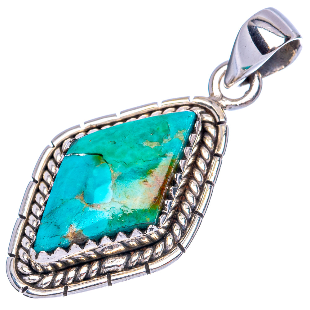 Rare Arizona Turquoise Pendant 1 3/8" (925 Sterling Silver) P42122