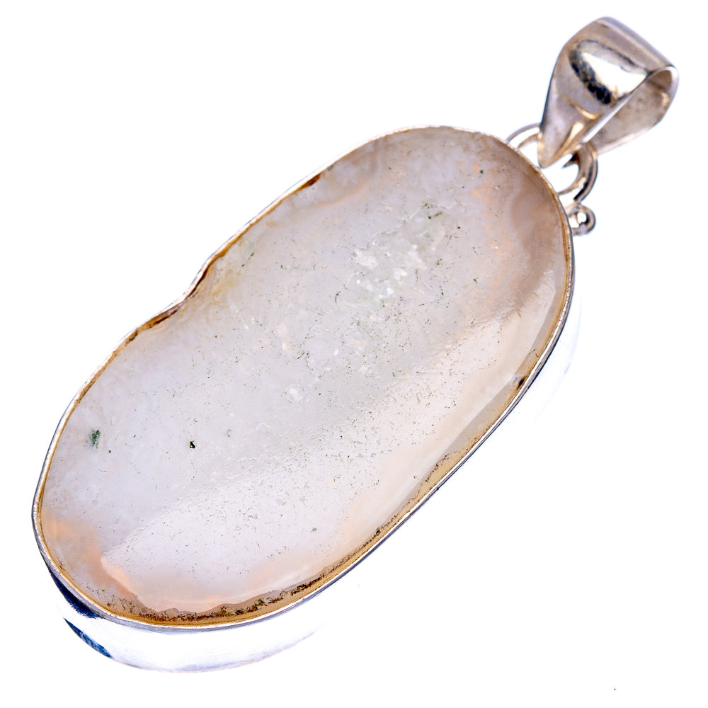 White Geode Slice Pendant 1 3/4" (925 Sterling Silver) P40601