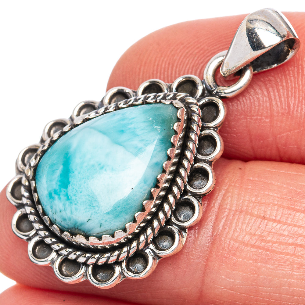 Larimar Pendant 1 3/8" (925 Sterling Silver) P42060