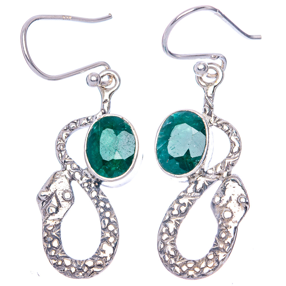 Value Green Sillimanite Snake Earrings 1 5/8" (925 Sterling Silver) E1310