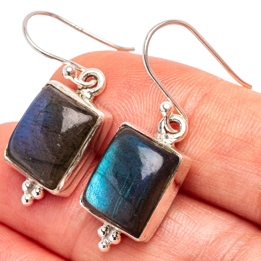 Labradorite Earrings 1 1/4" (.925 Sterling Silver)
