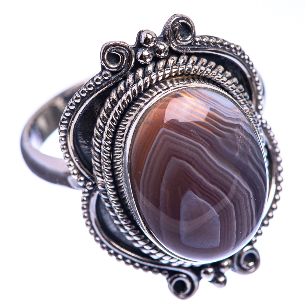 Botswana Agate 925 Sterling Silver Ring Size 10.75