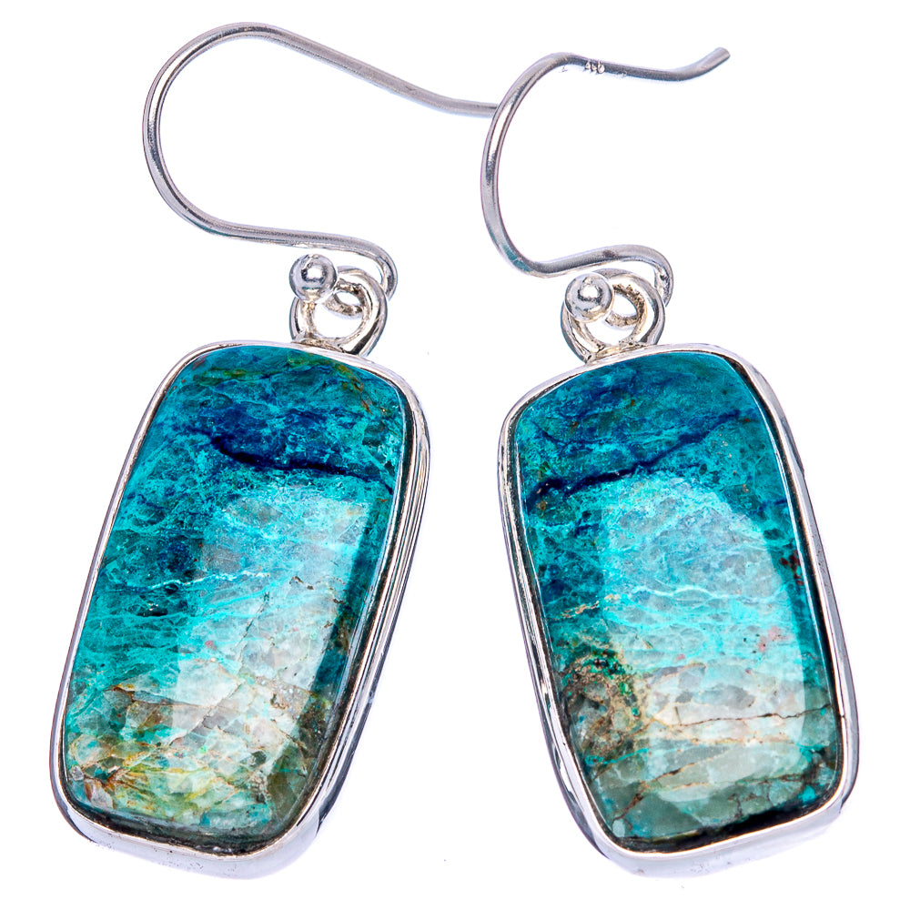 Chrysocolla Earrings 1 3/8" (925 Sterling Silver) E1101
