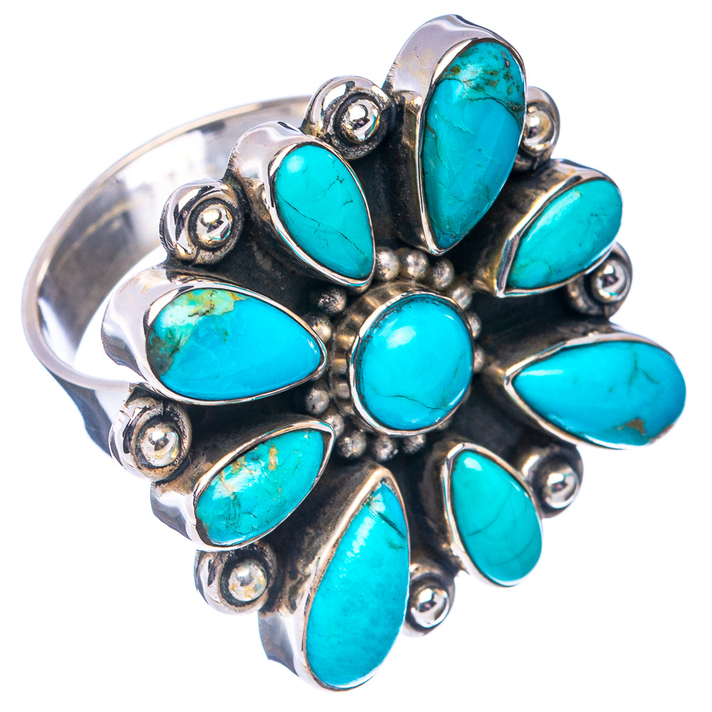 Exclusive Kingman Turquoise Ring Size 8 Adjustable (.925 Sterling Silver)