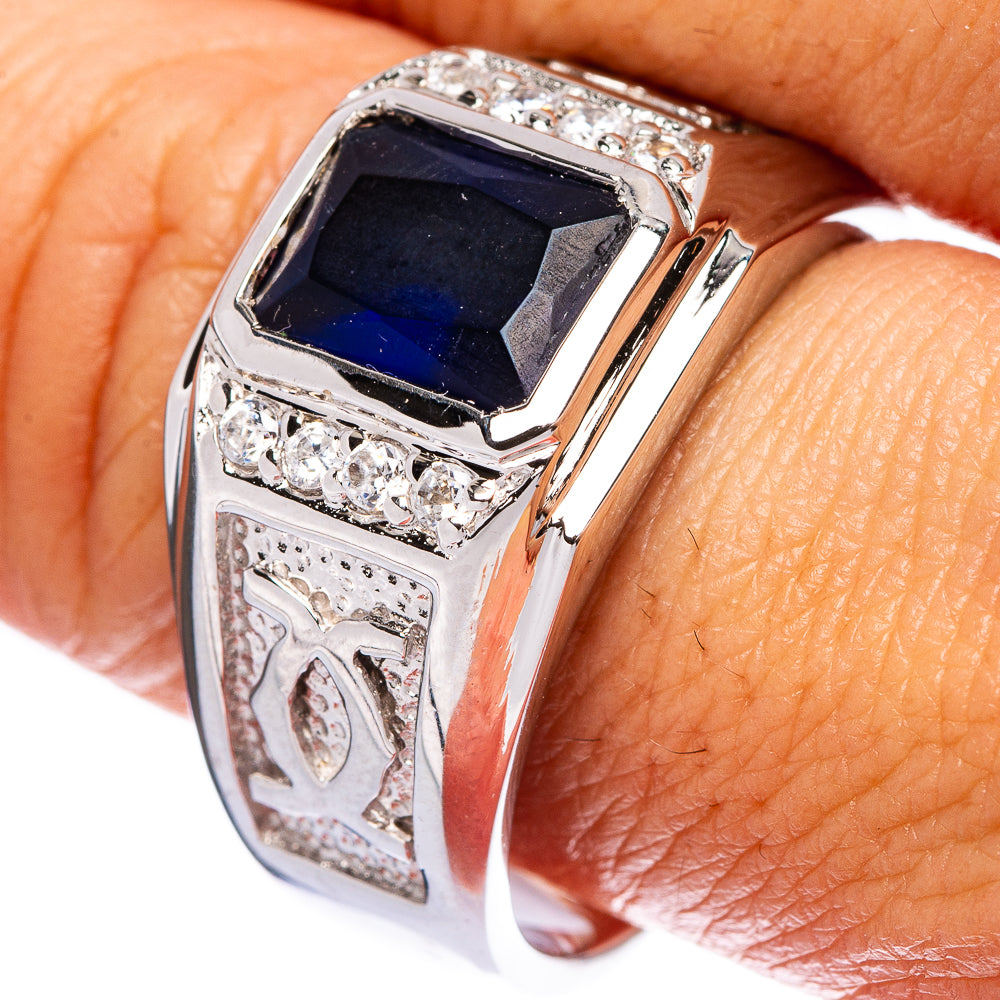 Sapphire Agate Ring Size 10.25 (925 Sterling Silver) R146006