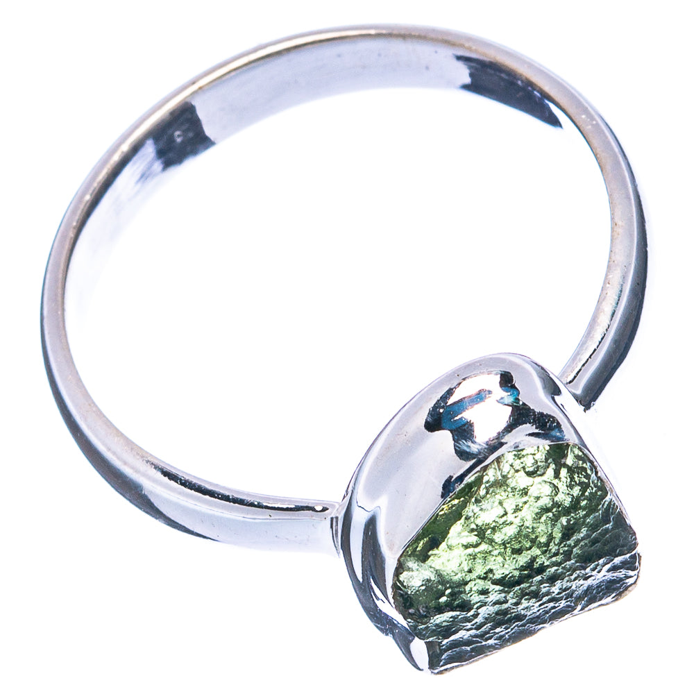 Rare Raw Moldavite Ring Size 8 (.925 Sterling Silver)