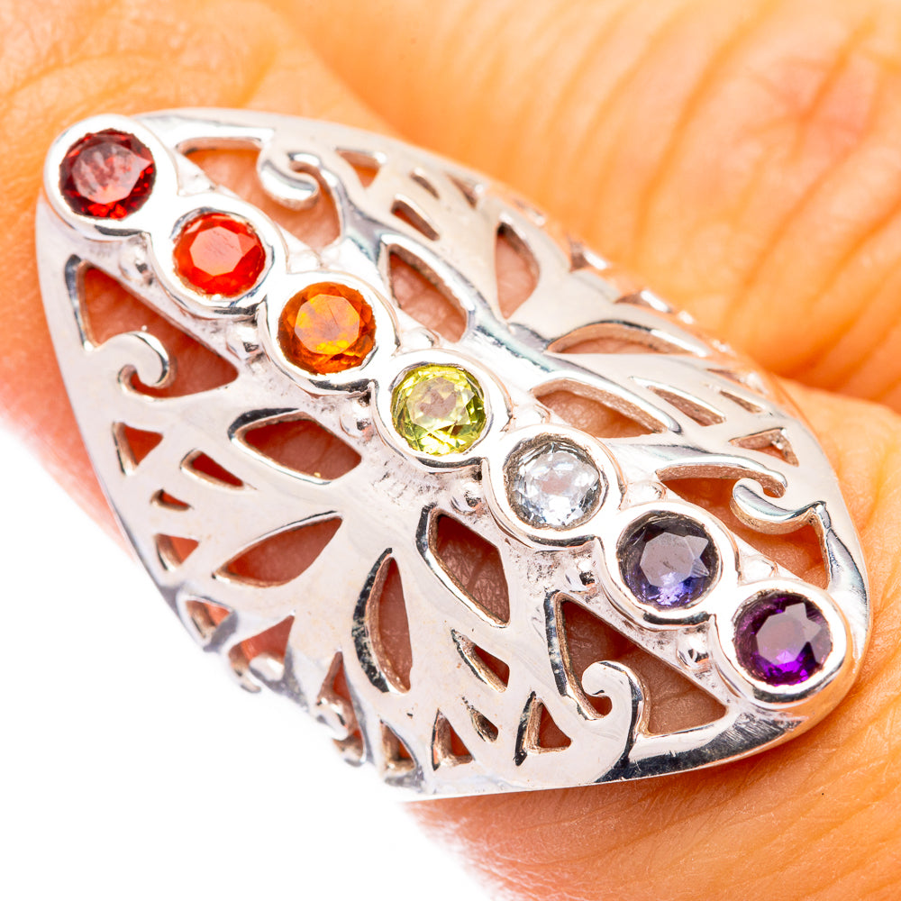 Rainbow Chakra Ring Size 5.75 (925 Sterling Silver) R141517