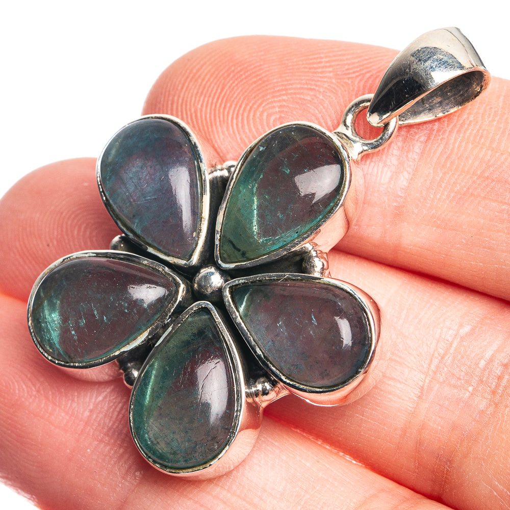 Blue Fluorite 925 Sterling Silver Pendant 1 1/2"