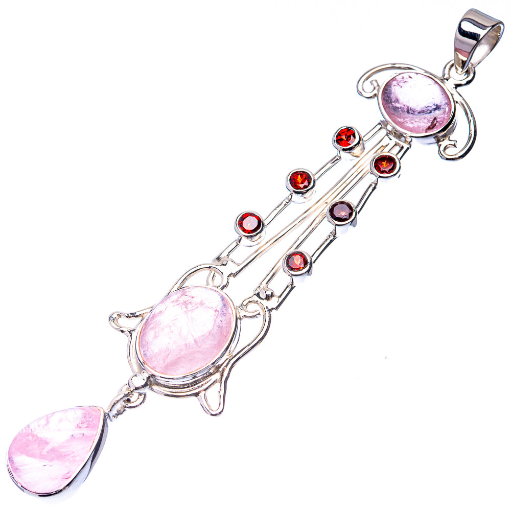Signature Morganite, Garnet Pendant 3 1/2" (925 Sterling Silver) P38741