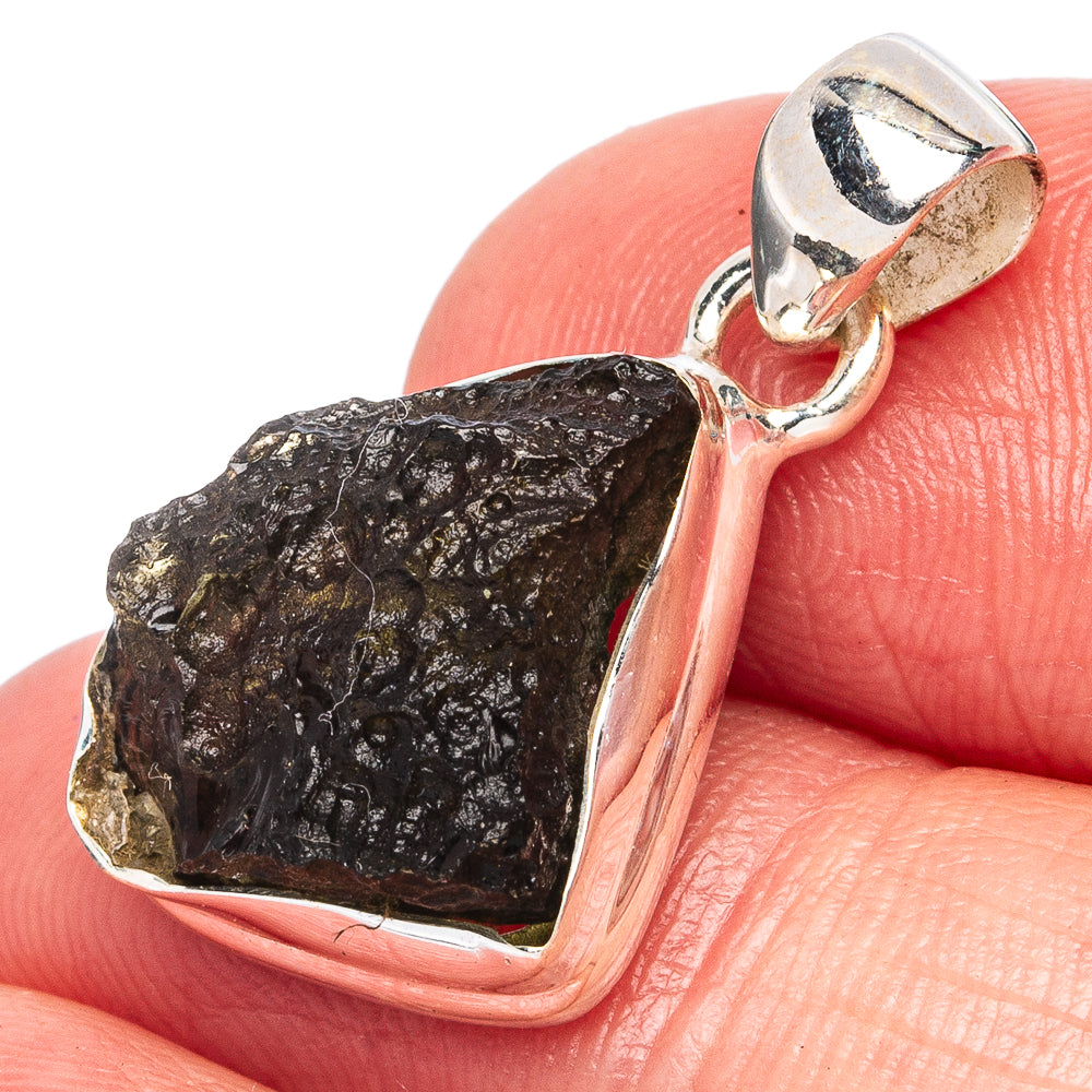 Rare Moldavite Pendant 1" (925 Sterling Silver) P43375