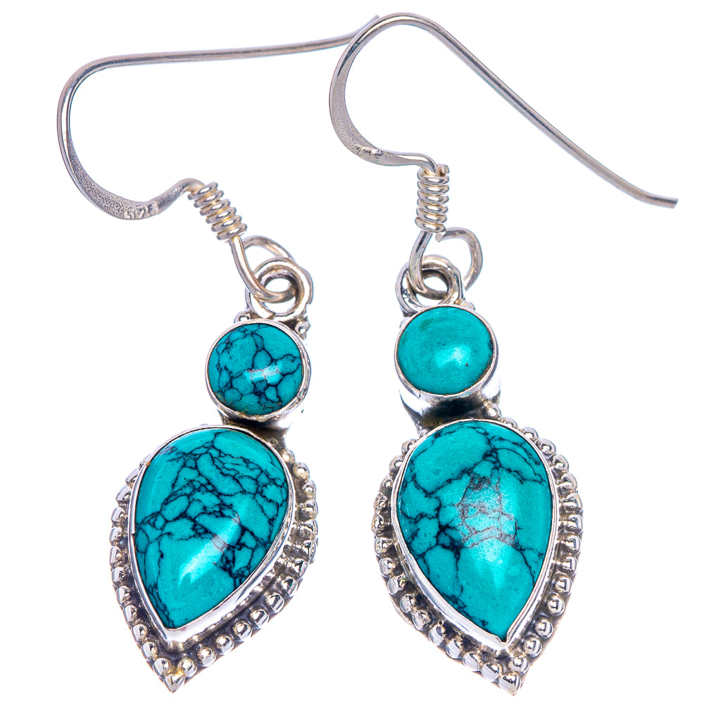 Blue Howlite Earrings 1 1/2" (925 Sterling Silver) E1055