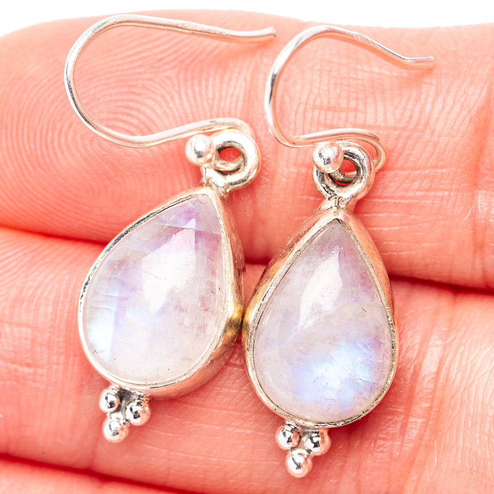 Rainbow Moonstone Earrings 1 3/8" (.925 Sterling Silver)