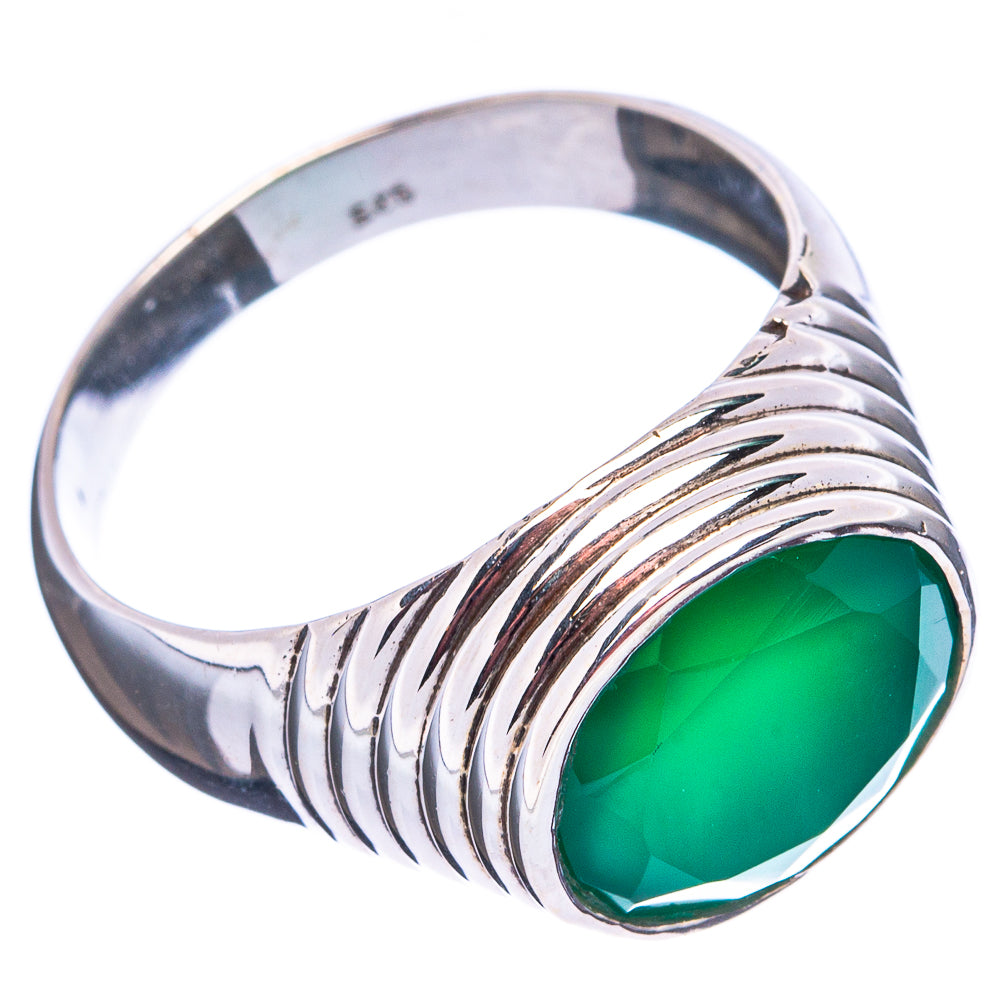 Green Onyx Ring Size 8.75 (.925 Sterling Silver)