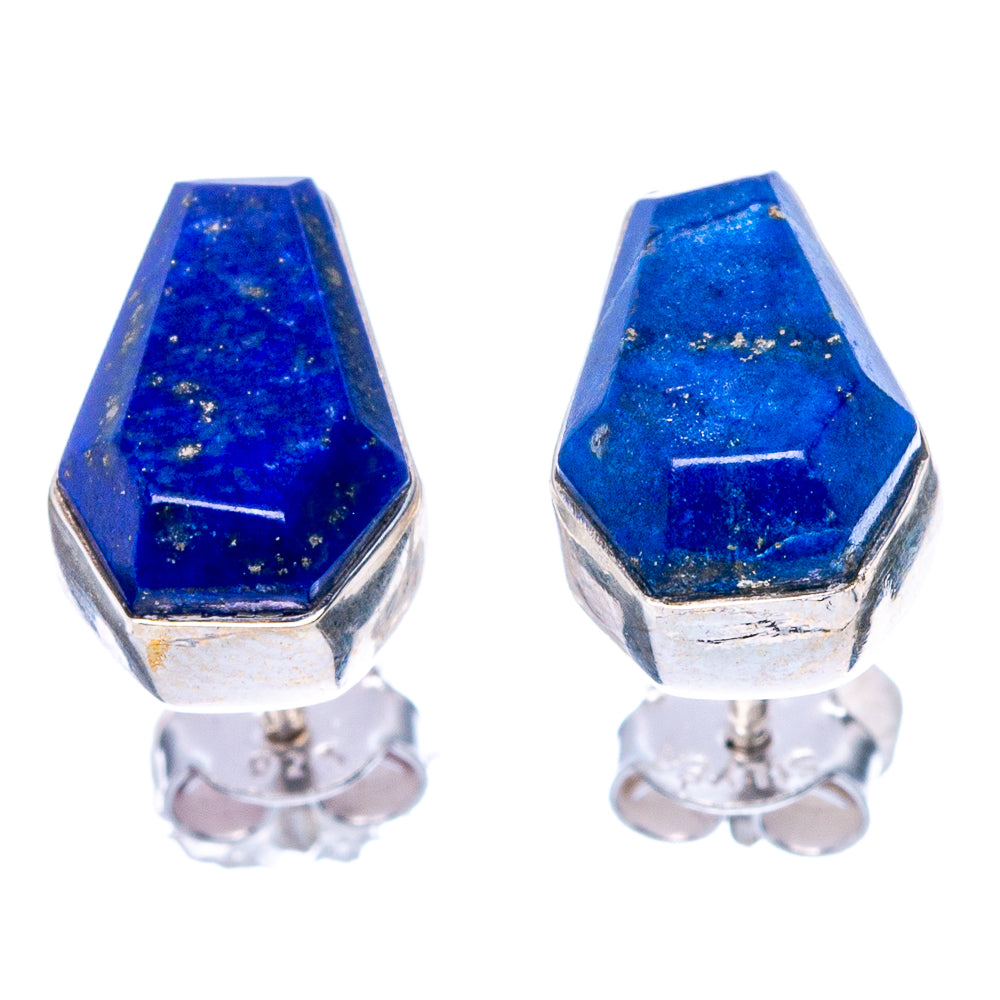 Faceted Lapis Lazuli Earrings 1/2" (925 Sterling Silver) E1618