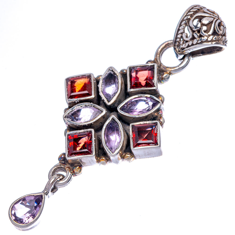 Garnet, Amethyst Pendant 1 7/8" (925 Sterling Silver) P40058